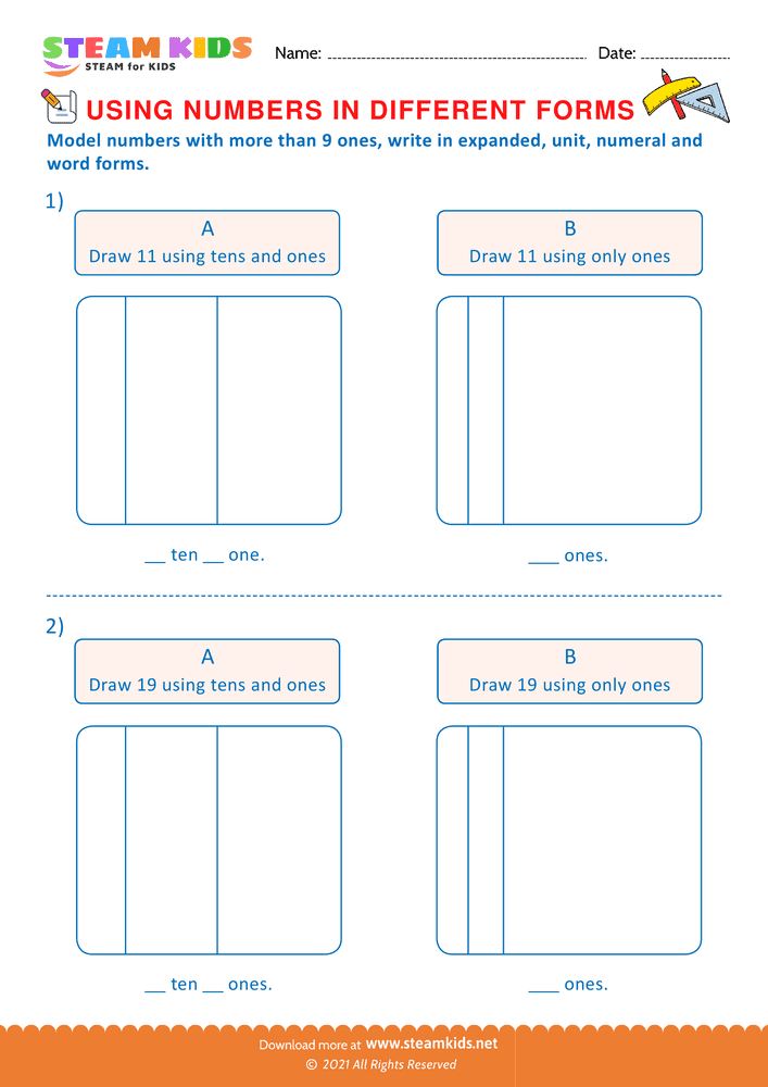 Free Math Worksheet - Using Number in Different Forms - Worksheet 2