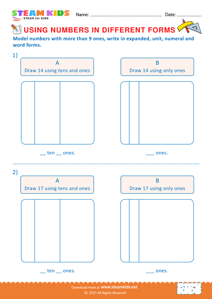 Free Math Worksheet - Using Number in Different Forms - Worksheet 3