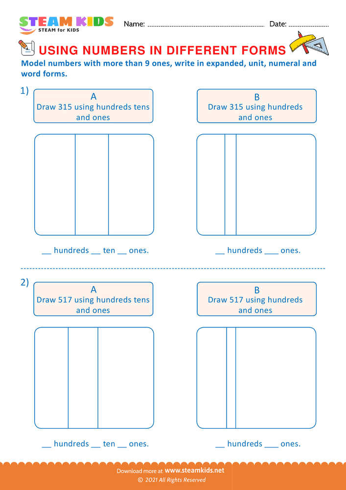 Free Math Worksheet - Using Number in Different Forms - Worksheet 4