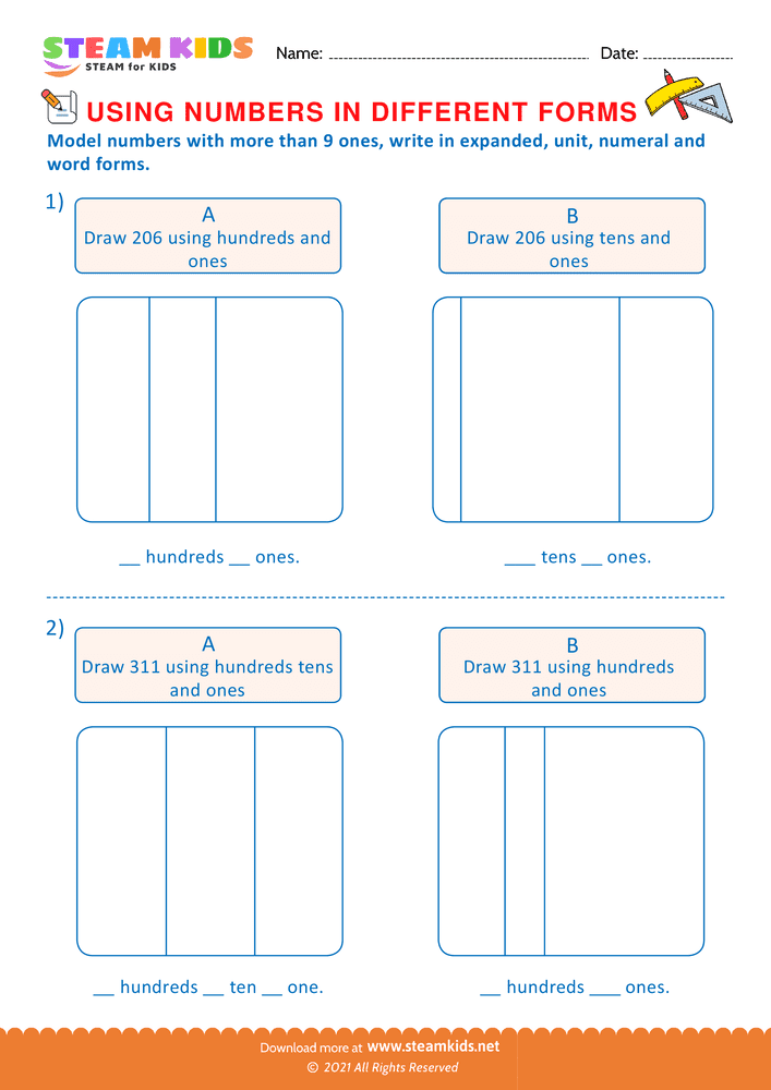 Free Math Worksheet - Using Number in Different Forms - Worksheet 5