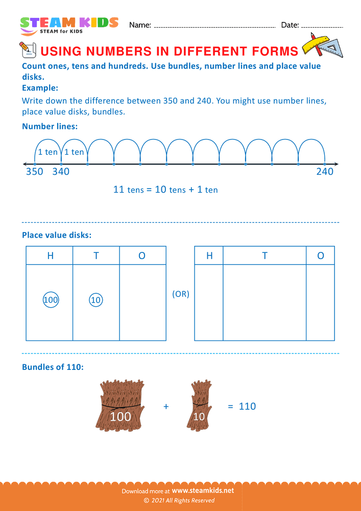 Free Math Worksheet - Using Number in Different Forms - Worksheet 6