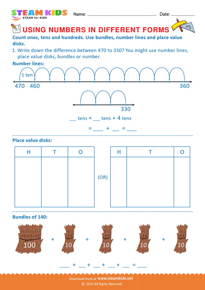 Free Math Worksheet - Using Number in Different Forms - Worksheet 7
