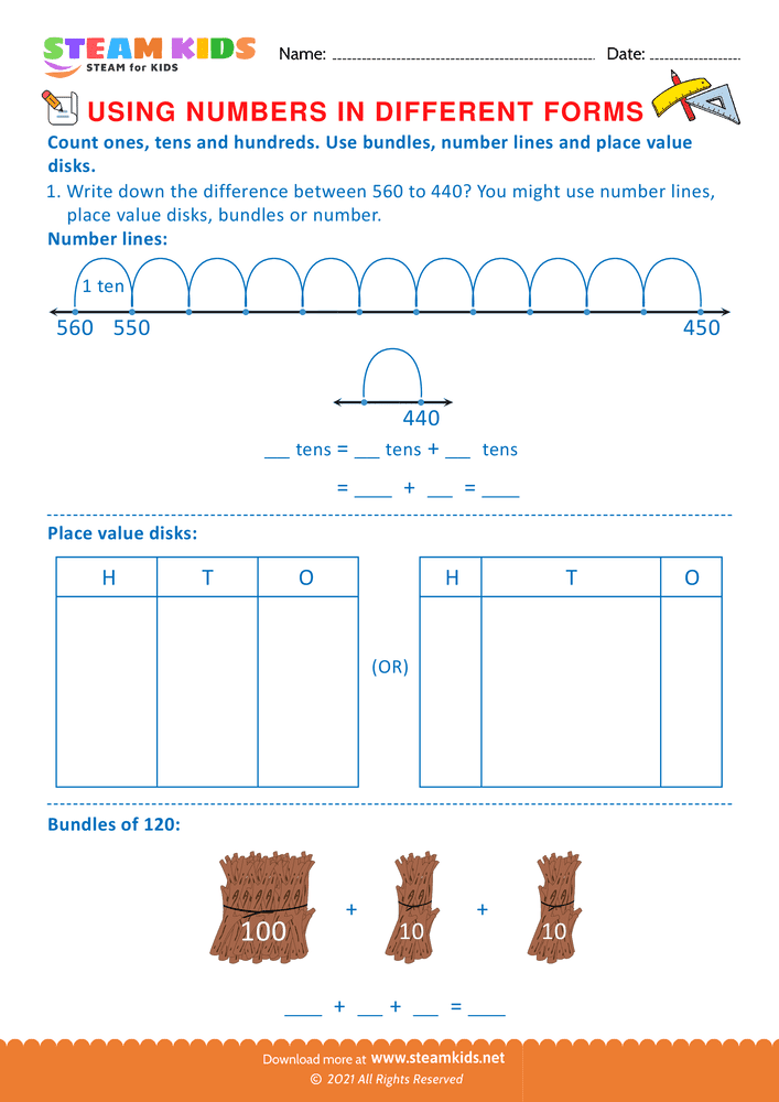 Free Math Worksheet - Using Number in Different Forms - Worksheet 8