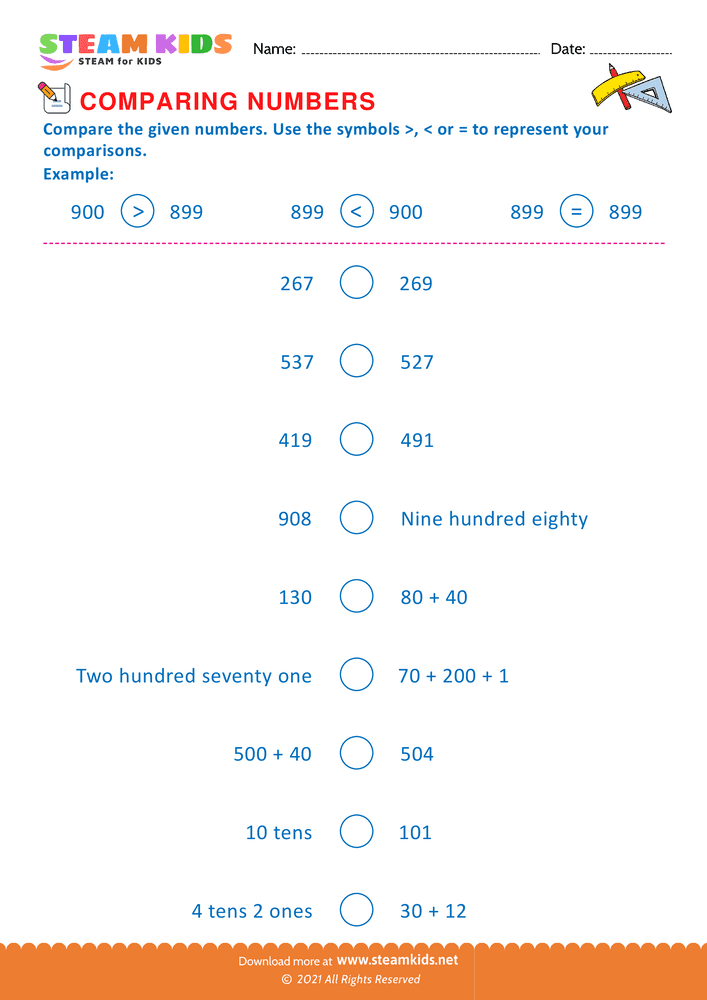 Free Math Worksheet - Mathematical Symbols - Worksheet 1