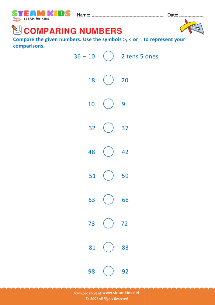 Free Math Worksheet - Mathematical Symbols - Worksheet 2