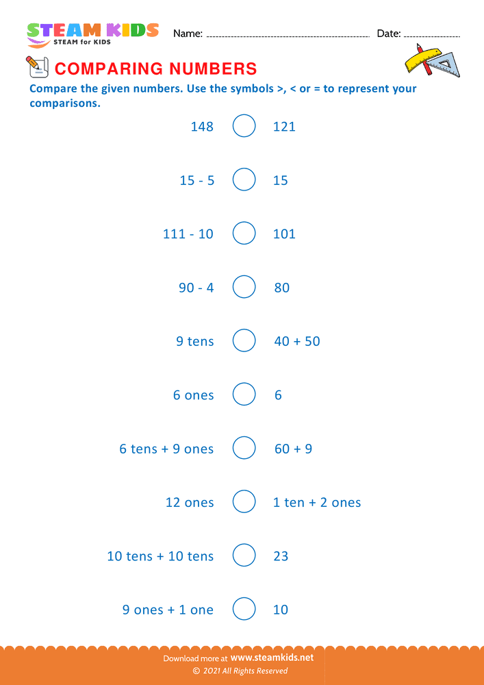 Free Math Worksheet - Mathematical Symbols - Worksheet 6