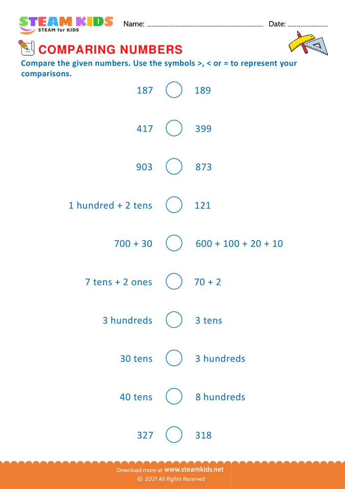 Free Math Worksheet - Mathematical Symbols - Worksheet 8
