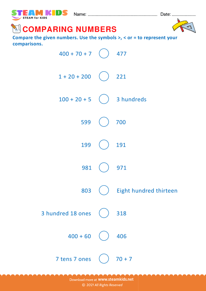 Free Math Worksheet - Mathematical Symbols - Worksheet 10