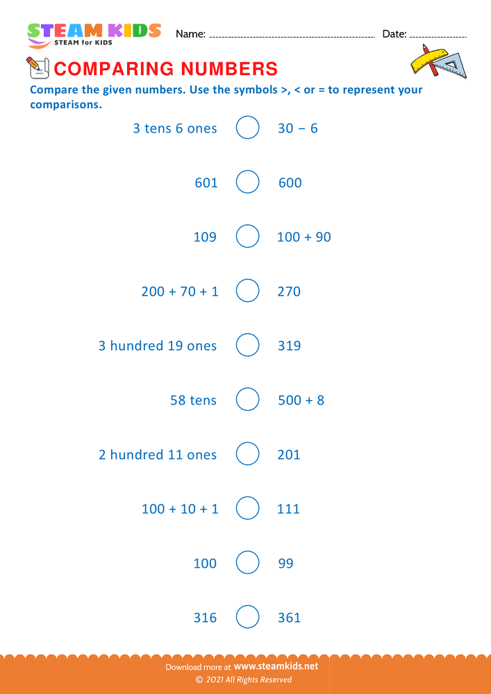 Free Math Worksheet - Mathematical Symbols - Worksheet 11
