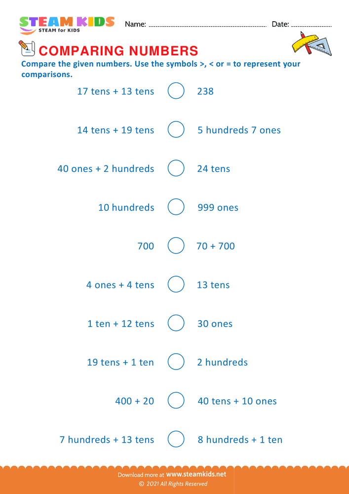 Free Math Worksheet - Mathematical Symbols - Worksheet 22