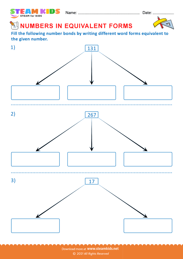 Free Math Worksheet - Number in Different Types - Worksheet 2