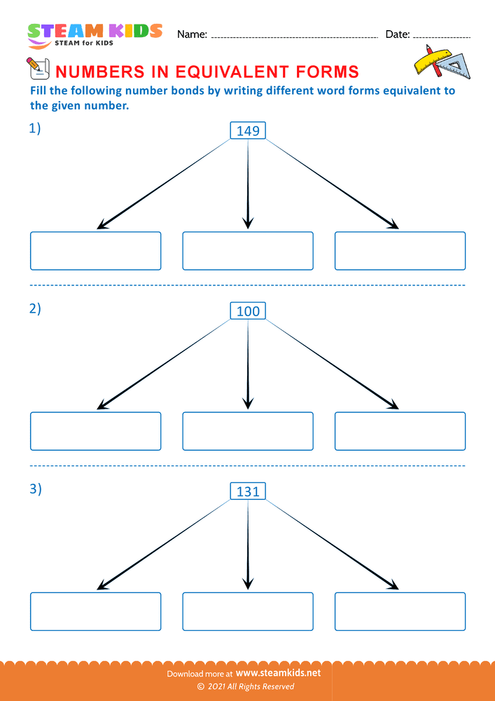 Free Math Worksheet - Number in Different Types - Worksheet 3