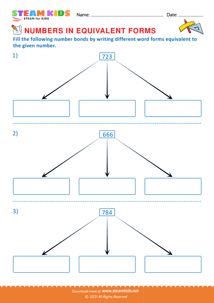 Free Math Worksheet - Number in Different Types - Worksheet 4