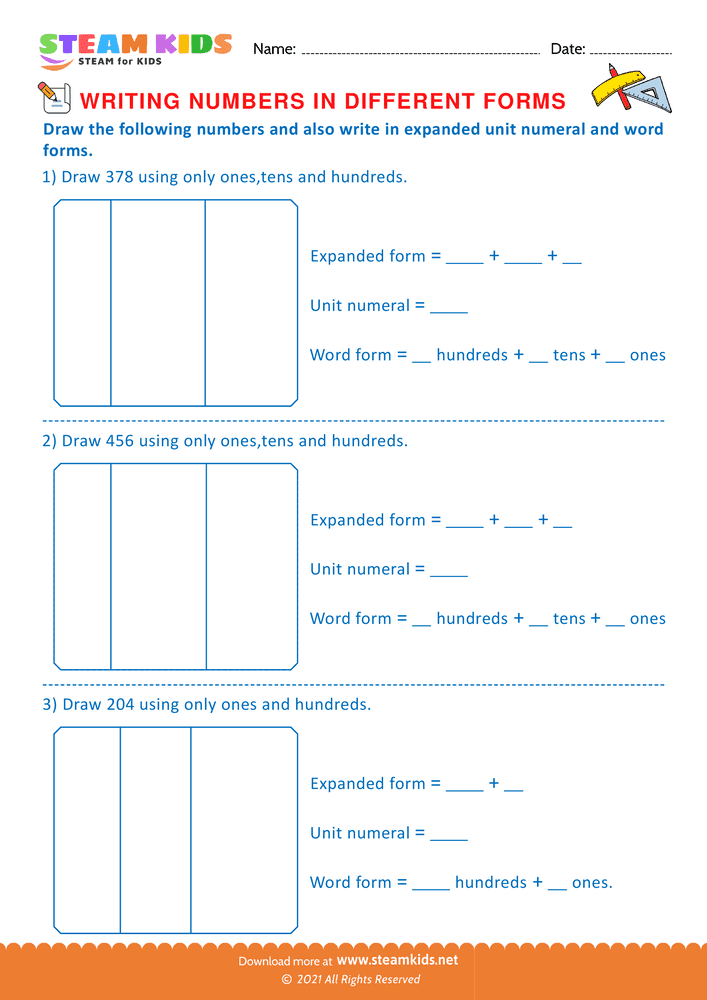 Free Math Worksheet - Draw the following number - Worksheet 3