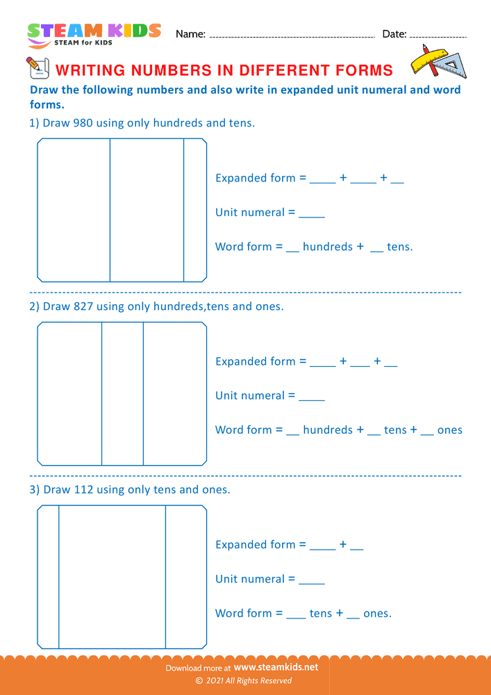 Free Math Worksheet - Draw the following number - Worksheet 4