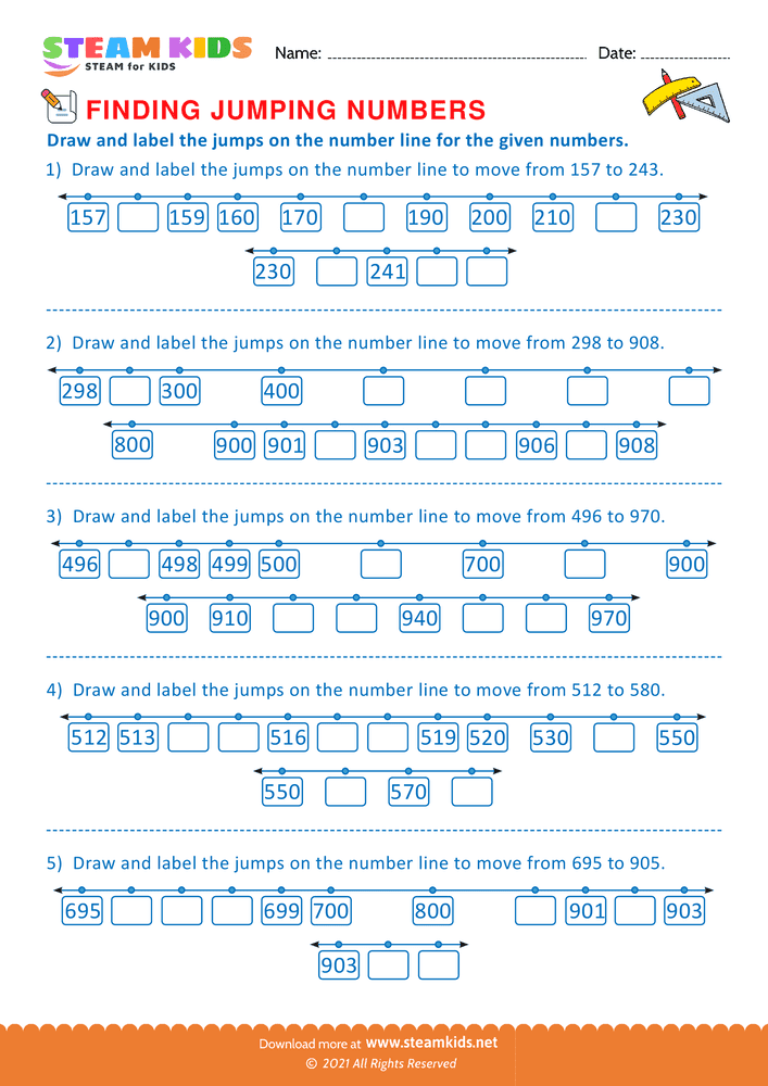 Free Math Worksheet - Finding jumping Numbers - Worksheet 2