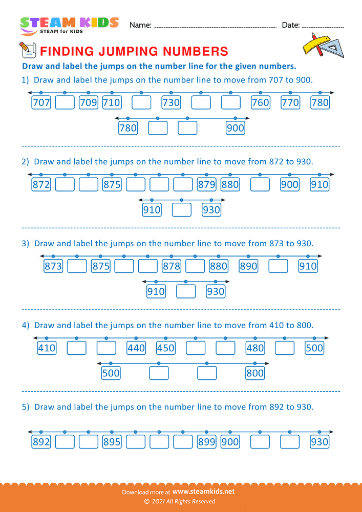 Free Math Worksheet - Finding jumping Numbers - Worksheet 3
