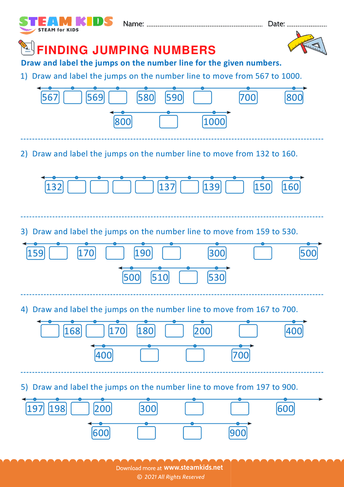 Free Math Worksheet - Finding jumping Numbers - Worksheet 4