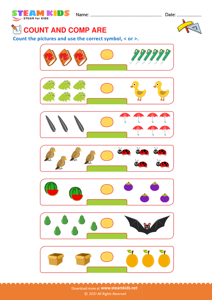 Free Math Worksheet - Comparing Numbers - Worksheet 10