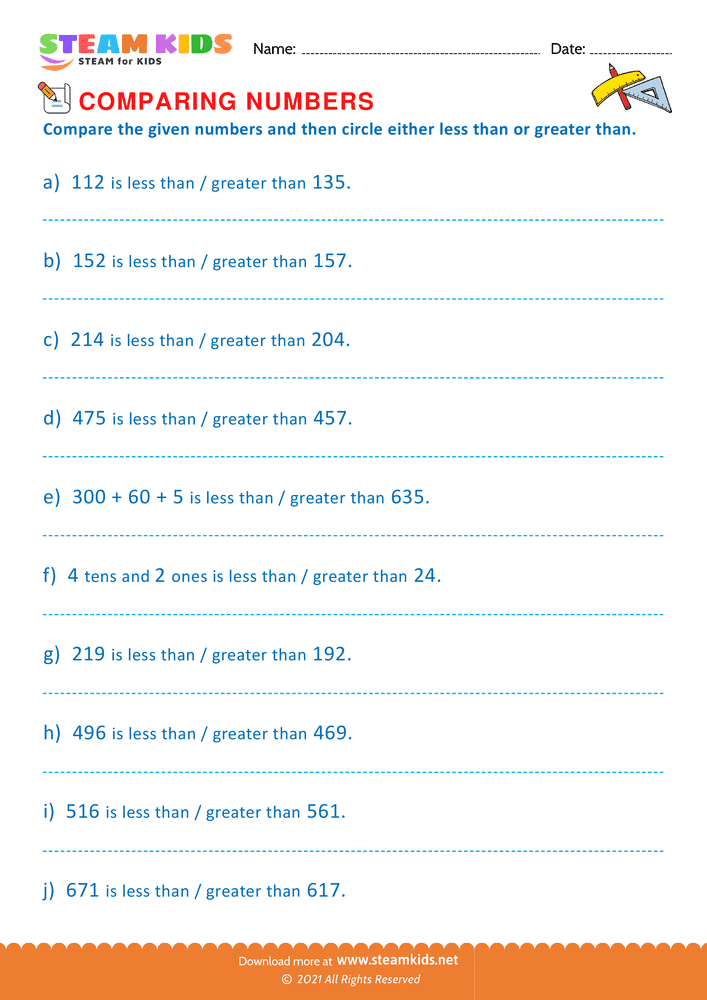 Free Math Worksheet - Circle and Complete the statement - Worksheet 5