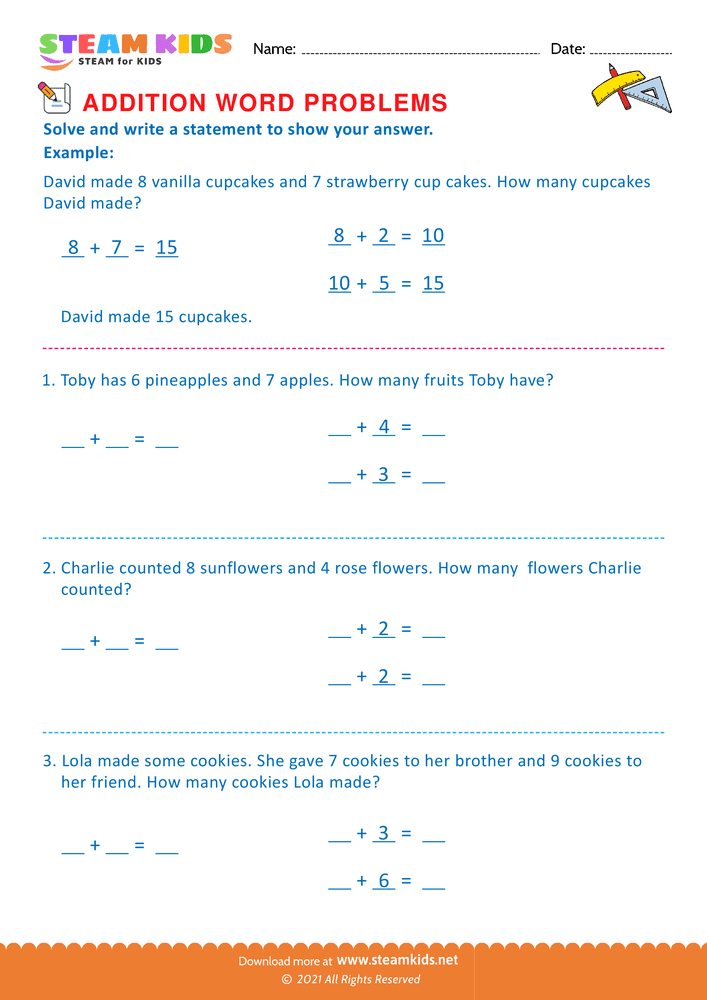 Free Math Worksheet - Word problems - Worksheet 11