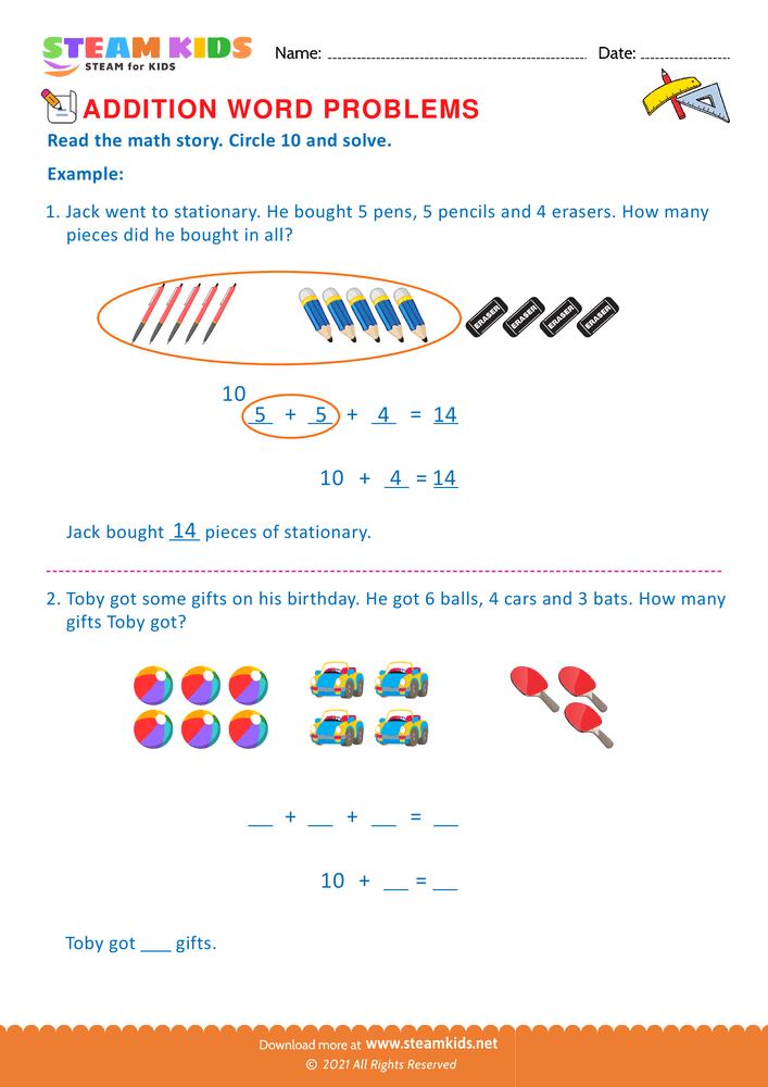 Free Math Worksheet - Word problems - Worksheet 15
