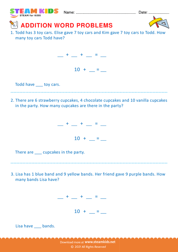 Free Math Worksheet - Word problems - Worksheet 17