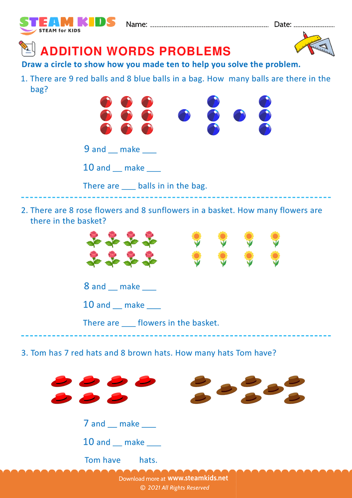 Free Math Worksheet - Word problems - Worksheet 21