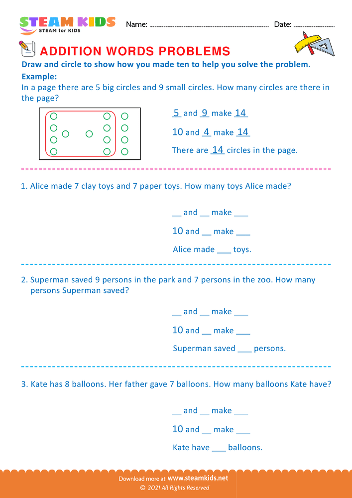 Free Math Worksheet - Word problems - Worksheet 22