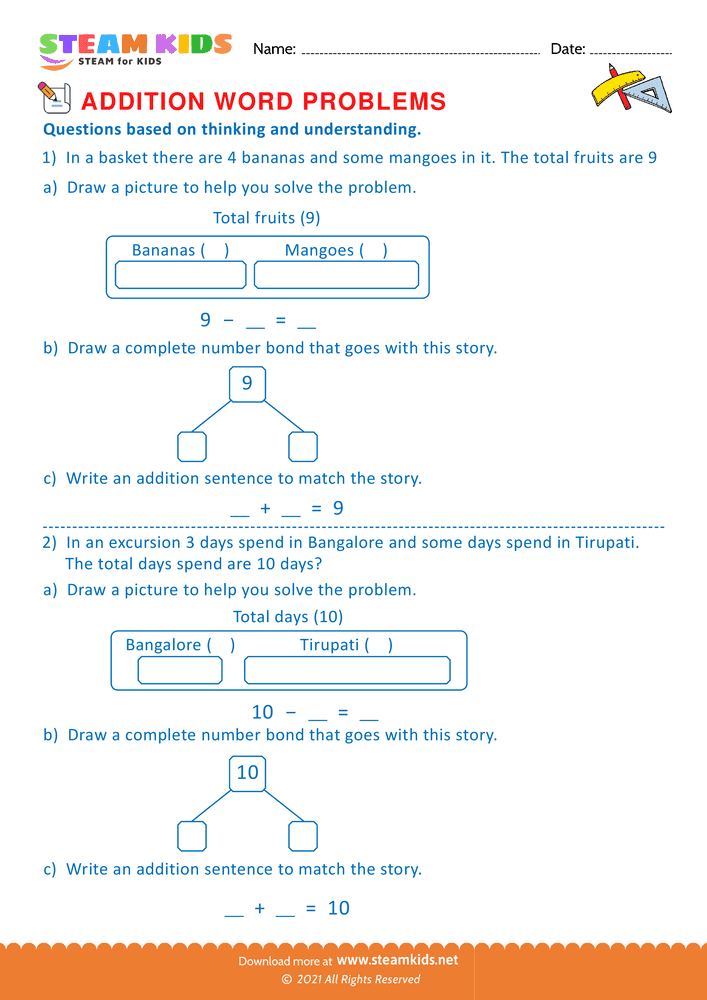 Free Math Worksheet - Word problems - Worksheet 35