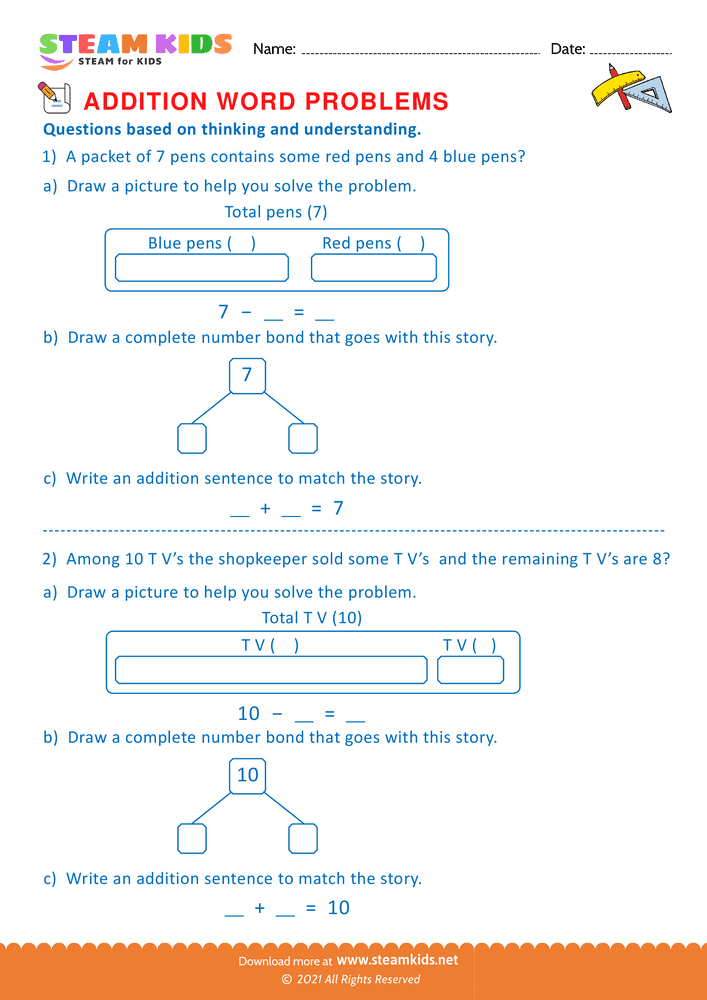 Free Math Worksheet - Word problems - Worksheet 37