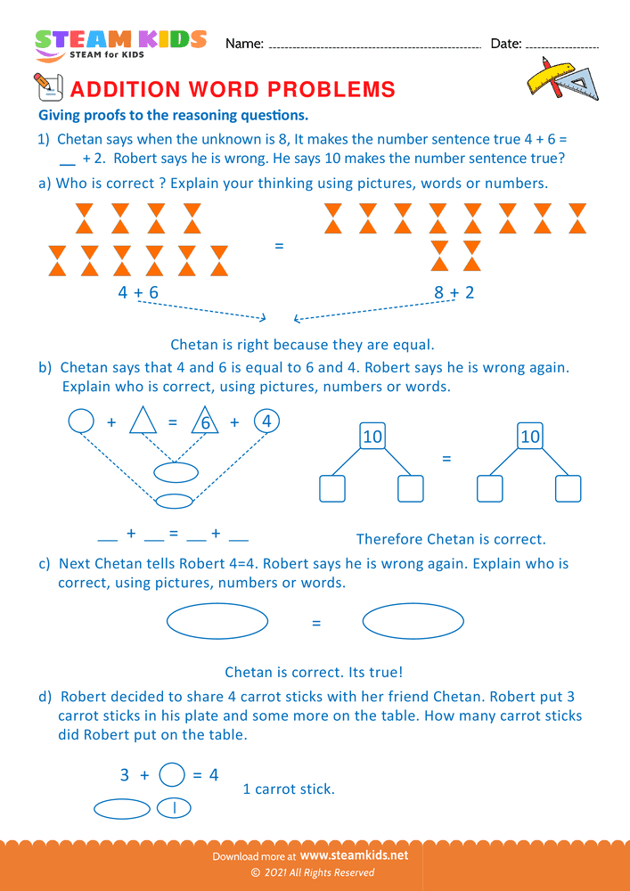 Free Math Worksheet - Reassoning Questions - Worksheet 2
