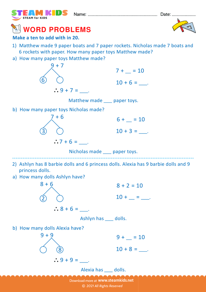 Free Math Worksheet - Word problems - Worksheet 42