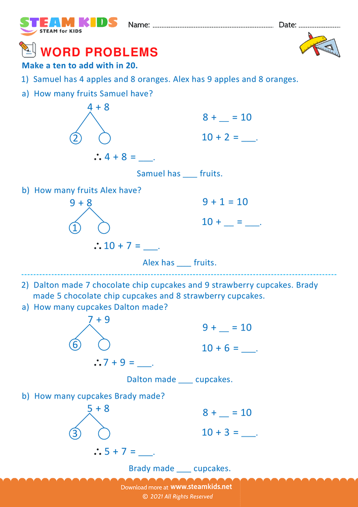 Free Math Worksheet - Word problems - Worksheet 43
