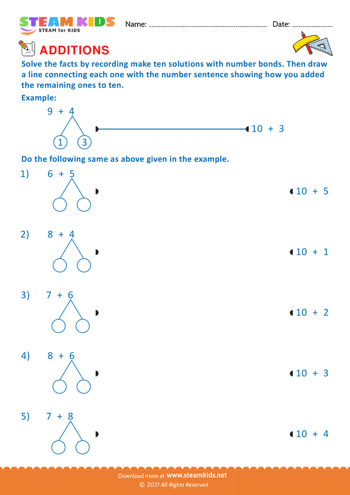 Free Math Worksheet - Additions - Worksheet 1