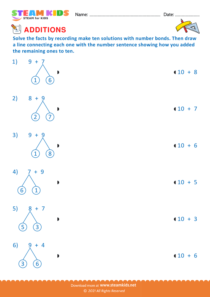 Free Math Worksheet - Additions - Worksheet 2