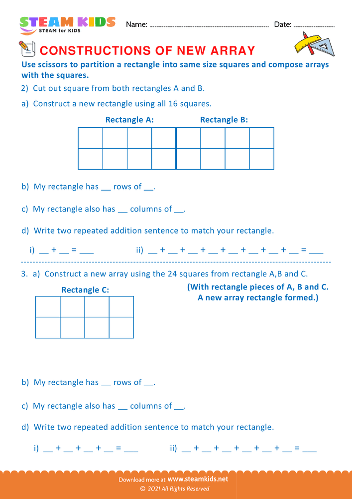 Free Math Worksheet - Construction of new array - Worksheet 2