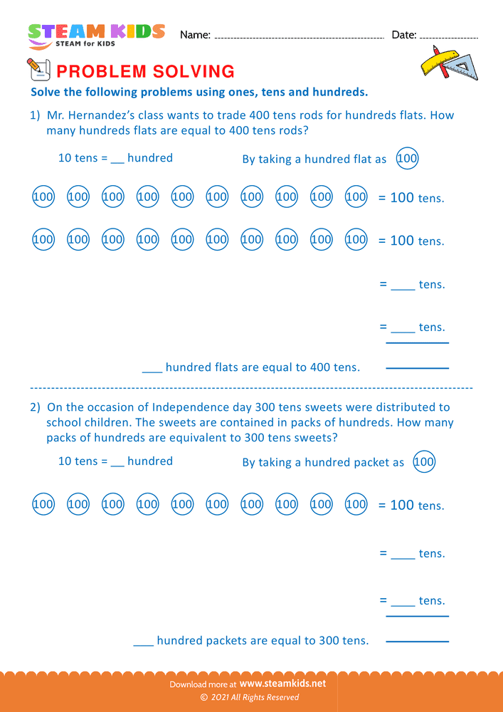 Free Math Worksheet - Problem solving - Worksheet 2