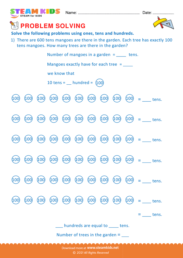 Free Math Worksheet - Problem solving - Worksheet 5