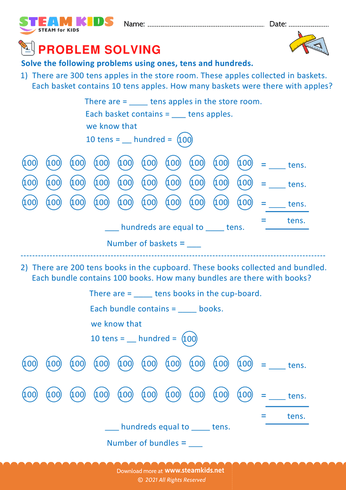 Free Math Worksheet - Problem solving - Worksheet 6