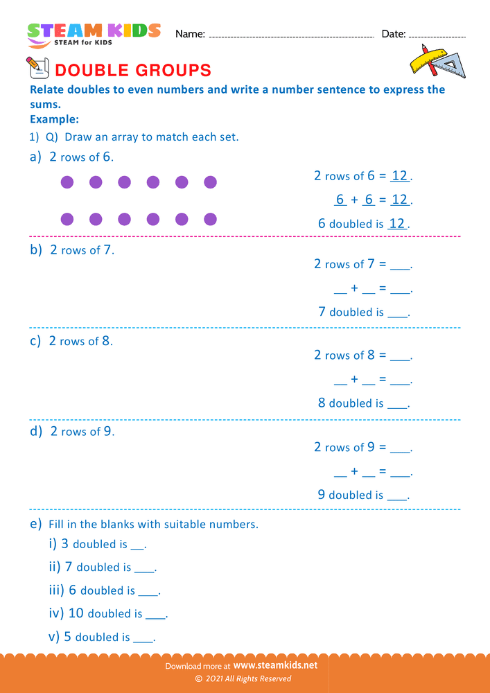 Free Math Worksheet - Write a number sentence - Worksheet 6