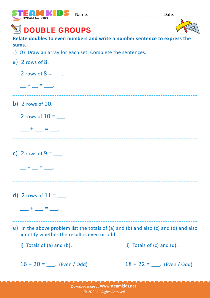 Free Math Worksheet - Write a number sentence - Worksheet 8