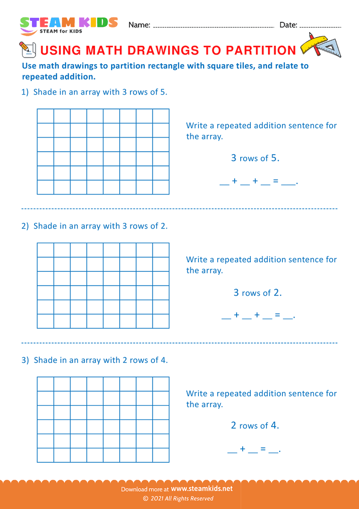 Free Math Worksheet - Using Math Drawings to Partition - Worksheet 2