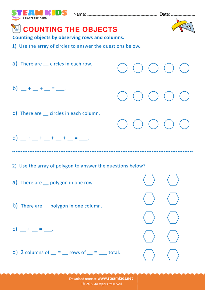 Free Math Worksheet - Counting objects - Worksheet 5