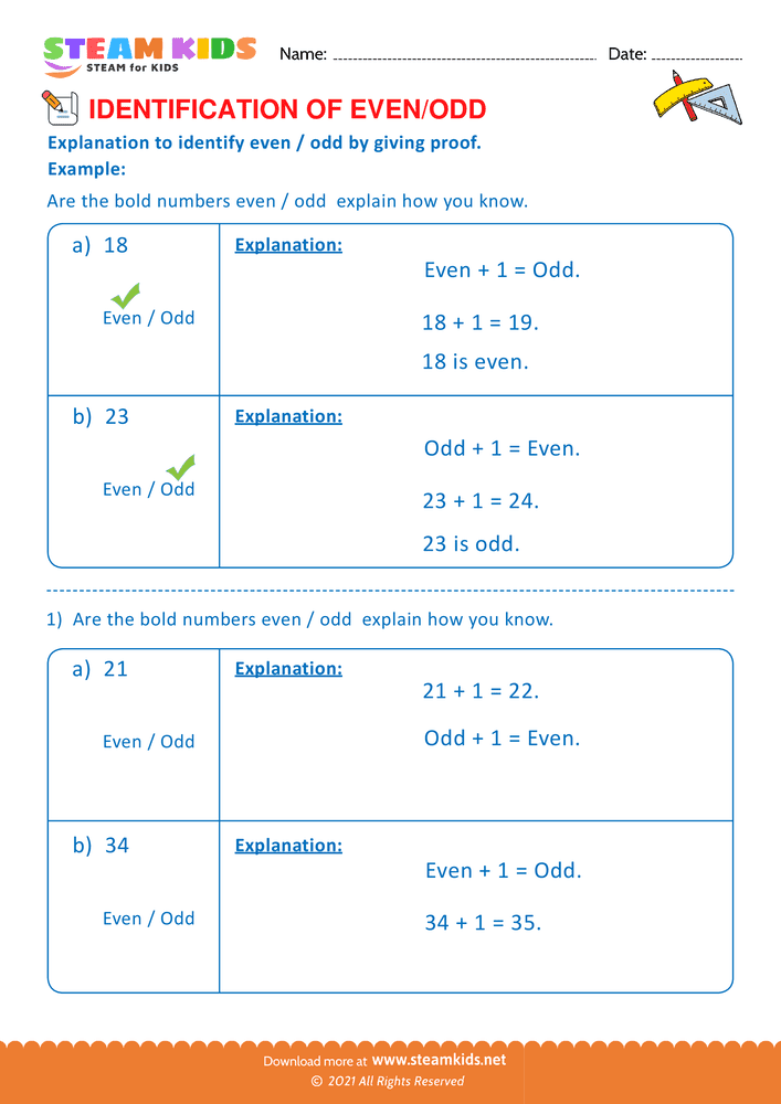 Free Math Worksheet - Identify Even or Odd - Worksheet 5