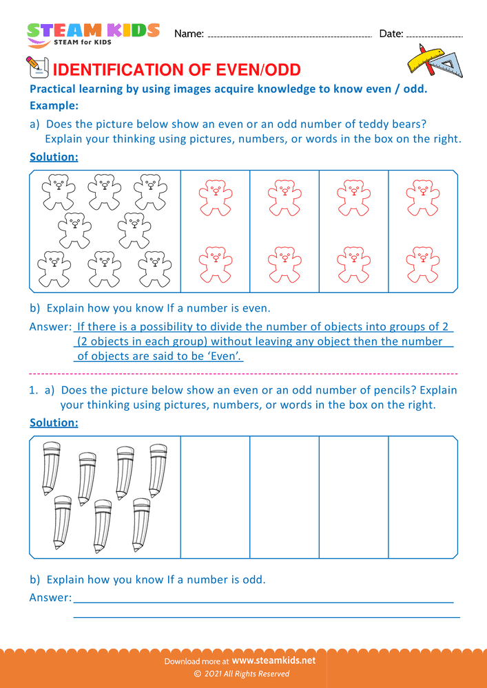 Free Math Worksheet - Identify Even or Odd - Worksheet 12