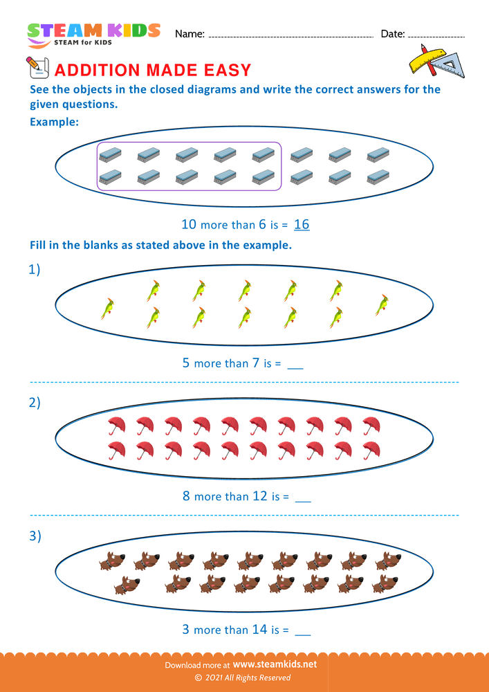 Free Math Worksheet - Addition made easy - Worksheet 12