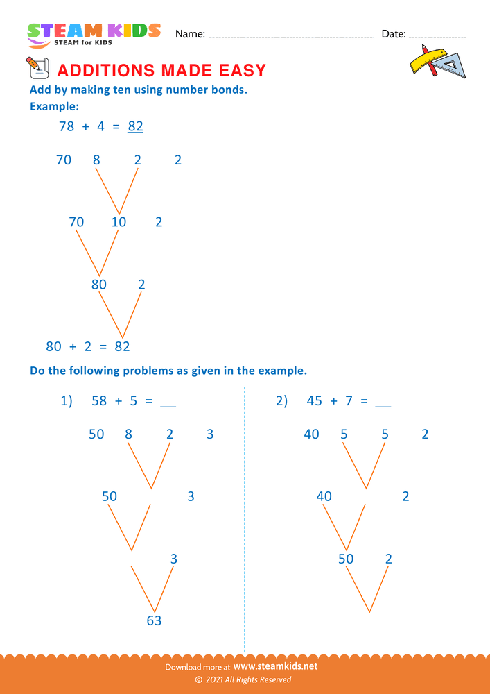 Free Math Worksheet - Addition made easy - Worksheet 14
