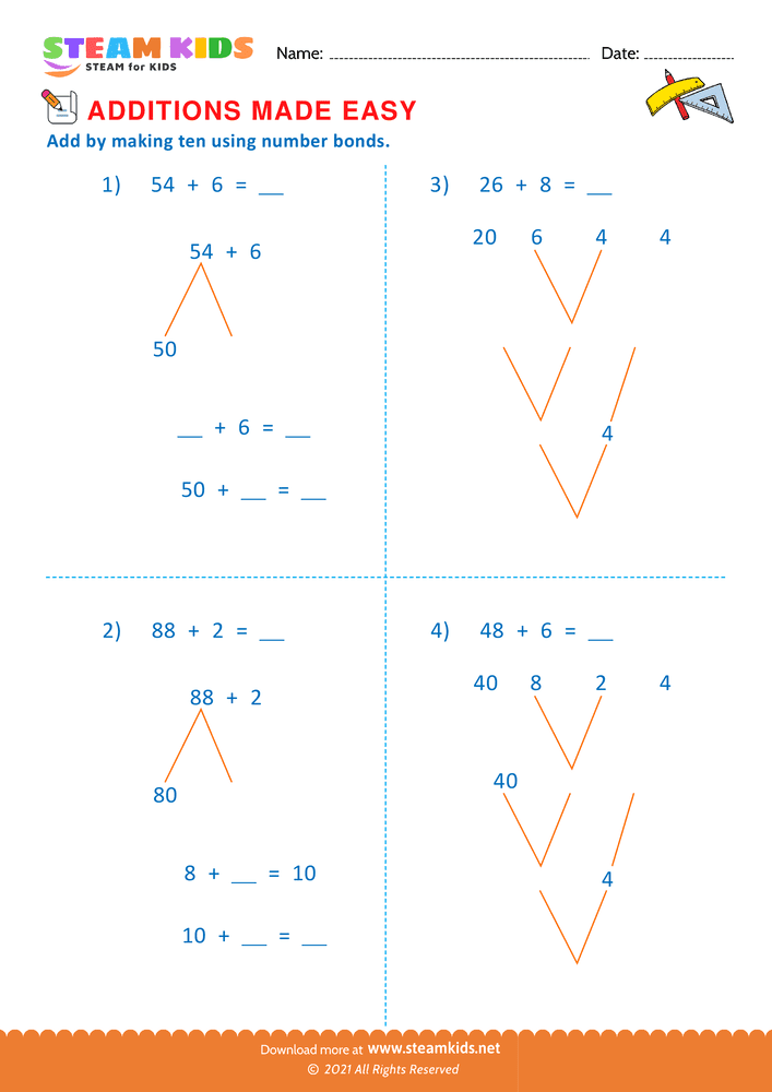 Free Math Worksheet - Addition made easy - Worksheet 15