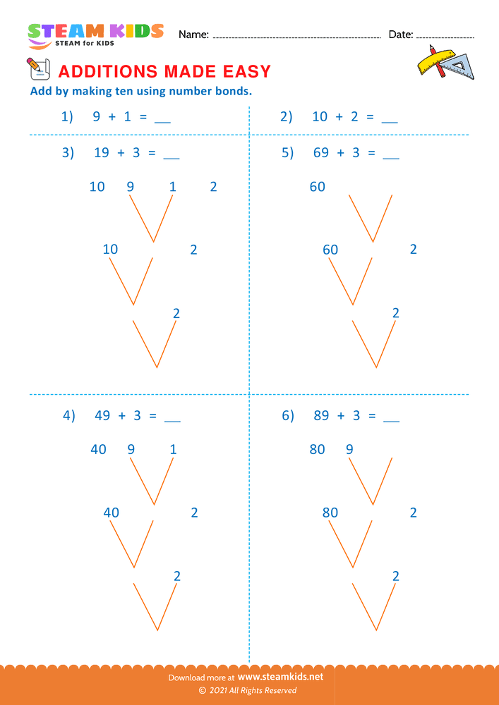 Free Math Worksheet - Addition made easy - Worksheet 17